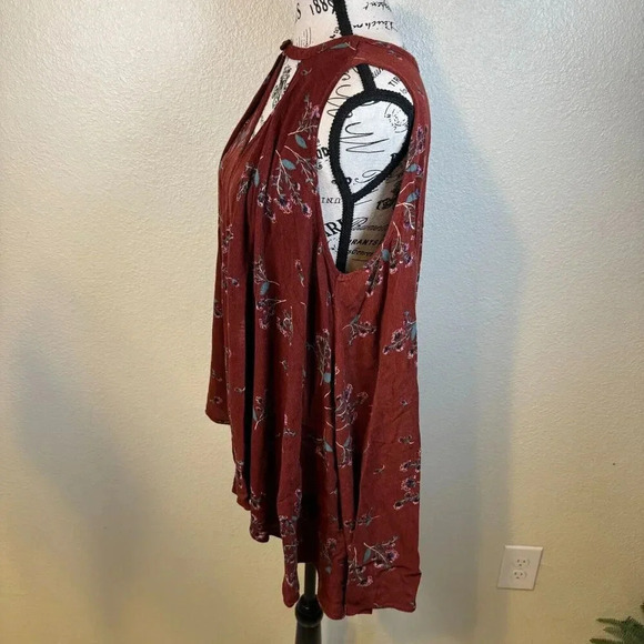 Free People Snap It Up Swing Tree Tunic Maroon Tank Top Boho Casual Size Small - Picture 4 of 8